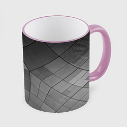 Кружка 3D Металлические серые пластины, цвет: 3D-розовый кант