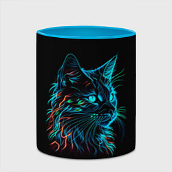 Кружка 3D Неоновый котик, цвет: 3D-белый + небесно-голубой — фото 2