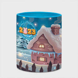Кружка 3D Новогодний домик 2023, цвет: 3D-белый + небесно-голубой — фото 2