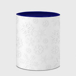 Кружка 3D Белые новогодние снежинки, цвет: 3D-белый + синий — фото 2