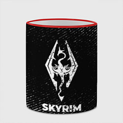 Кружка 3D Skyrim с потертостями на темном фоне, цвет: 3D-красный кант — фото 2