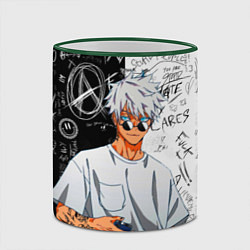 Кружка 3D Сатору Годжо в очках - магическая битва, цвет: 3D-зеленый кант — фото 2