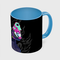 Кружка 3D Ребекка: Cyberpunk, цвет: 3D-белый + небесно-голубой