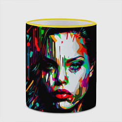 Кружка 3D Анджелина Джоли - поп-арт, цвет: 3D-желтый кант — фото 2