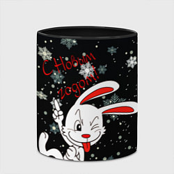 Кружка 3D Подмигивающий кролик, цвет: 3D-белый + черный — фото 2