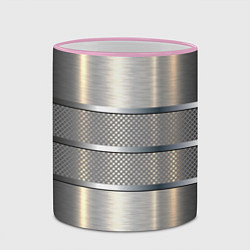 Кружка 3D Металлические полосы - текстура алюминия, цвет: 3D-розовый кант — фото 2