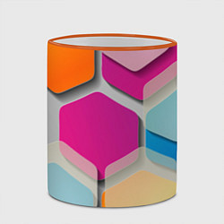 Кружка 3D Абстрактные разноцветные геометрические фигуры, цвет: 3D-оранжевый кант — фото 2