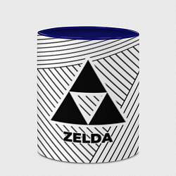 Кружка 3D Символ Zelda на светлом фоне с полосами, цвет: 3D-белый + синий — фото 2