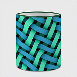Кружка 3D Сине-зелёная плетёнка - оптическая иллюзия, цвет: 3D-зеленый кант — фото 2