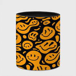 Кружка 3D Растекающийся оранжевый смайл, цвет: 3D-белый + черный — фото 2