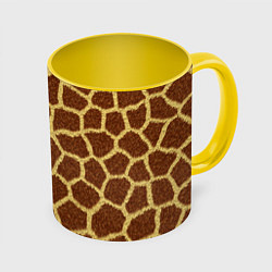 Кружка 3D Текстура жирафа, цвет: 3D-белый + желтый