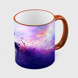 Кружка 3D Космонавт в безвоздушном пространстве, цвет: 3D-оранжевый кант