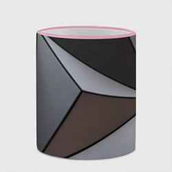 Кружка 3D Металлическая геометрическая броня, цвет: 3D-розовый кант — фото 2