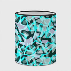 Кружка 3D Пятнистый абстрактный узор серый с бирюзовыми лини, цвет: 3D-черный кант — фото 2