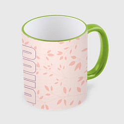 Кружка цветная Соня по-вертикали с розовым фоном
