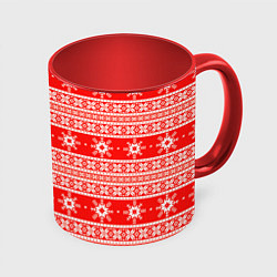 Кружка 3D New Year snowflake pattern, цвет: 3D-белый + красный