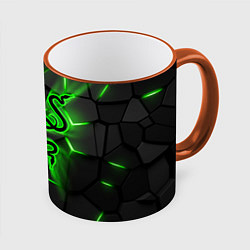 Кружка 3D Razer neon logo, цвет: 3D-оранжевый кант