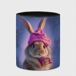 Кружка 3D Ушастик в вязаной шапочке, цвет: 3D-белый + черный — фото 2