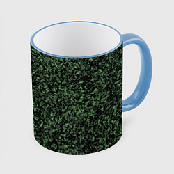 Кружка 3D Черный и зеленый камуфляжный, цвет: 3D-небесно-голубой кант