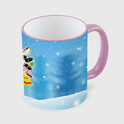 Кружка 3D Зайчик с советских открыток, цвет: 3D-розовый кант