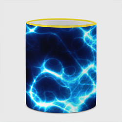 Кружка 3D Молния грозовая - электрические разряды, цвет: 3D-желтый кант — фото 2