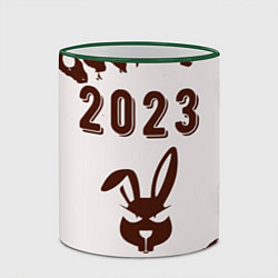 Кружка 3D 2023 Кролик хитрый на светлом, цвет: 3D-зеленый кант — фото 2