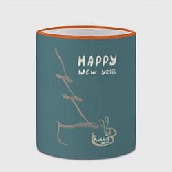 Кружка 3D Леттеринг с новым 2023 годом кролика, цвет: 3D-оранжевый кант — фото 2