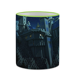 Кружка 3D Гора и замок из блоков майнкрафт, цвет: 3D-светло-зеленый кант — фото 2