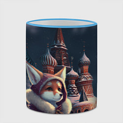 Кружка 3D Лиса на Красной площади, цвет: 3D-небесно-голубой кант — фото 2