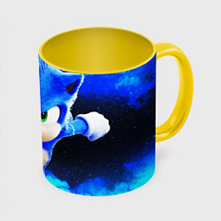 Кружка 3D Sonic неоновый дым, цвет: 3D-белый + желтый