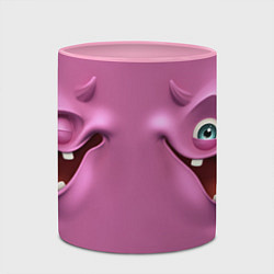 Кружка 3D Веселая рожица - смайлик, цвет: 3D-белый + розовый — фото 2