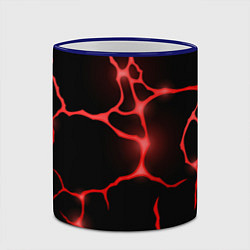 Кружка 3D Красные неоновые трещины, цвет: 3D-синий кант — фото 2