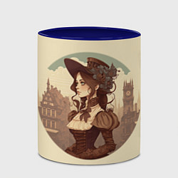 Кружка 3D Steampunk english lady, цвет: 3D-белый + синий — фото 2