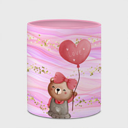 Кружка 3D Мишка с шариком Love, цвет: 3D-белый + розовый — фото 2