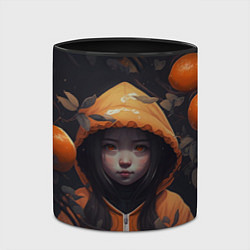 Кружка 3D Девочка в оранжевой толстовке, цвет: 3D-белый + черный — фото 2