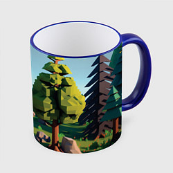 Кружка 3D Воксельный лес, цвет: 3D-синий кант