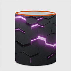 Кружка 3D Абстрактные шестиугольники, цвет: 3D-оранжевый кант — фото 2
