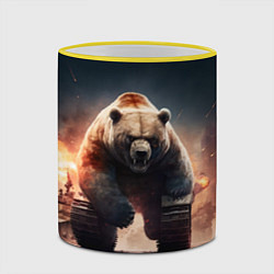 Кружка 3D Медведь-танк, цвет: 3D-желтый кант — фото 2