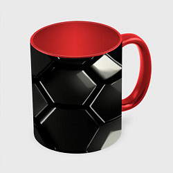 Кружка 3D Хромированный гексагон объемный, цвет: 3D-белый + красный
