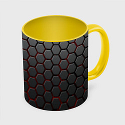 Кружка 3D Броня из стали, цвет: 3D-белый + желтый