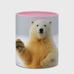 Кружка 3D Белый медведь приветствует, цвет: 3D-белый + розовый — фото 2