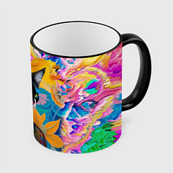 Кружка 3D Кот модник - нейросеть, цвет: 3D-черный кант