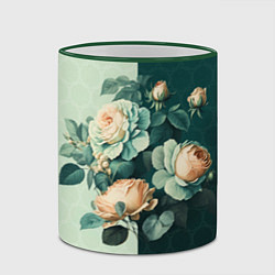 Кружка 3D Розы на зеленом фоне, цвет: 3D-зеленый кант — фото 2