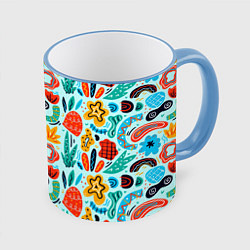 Кружка 3D Colorful patterns, цвет: 3D-небесно-голубой кант