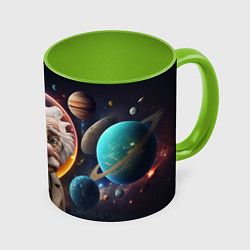 Кружка 3D Альберт Эйнштейн и его теория, цвет: 3D-белый + светло-зеленый