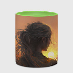 Кружка 3D Девушка на закате, цвет: 3D-белый + светло-зеленый — фото 2