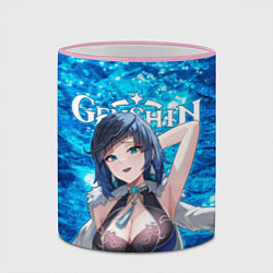 Кружка 3D Е Лань на фоне воды, цвет: 3D-розовый кант — фото 2