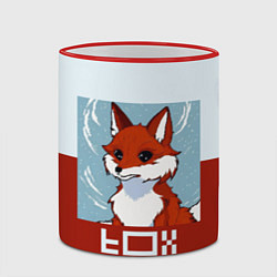 Кружка 3D Пиксельная лиса с надписью fox, цвет: 3D-красный кант — фото 2