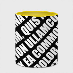 Кружка 3D Крупный рубленый текст Lorem Ipsum каллиграфия на, цвет: 3D-белый + желтый — фото 2