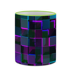 Кружка 3D Неоновые линии и кубы, цвет: 3D-светло-зеленый кант — фото 2